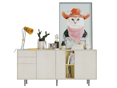 现代实木玄关柜边柜3d模型 现代实木玄关柜边柜