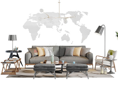 北欧多人沙发休闲椅子坐凳组合