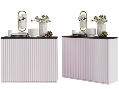 现代凹凸条纹柜门的玄关柜边柜