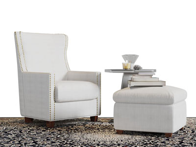 美式白色布艺单人沙发3d模型 美式白色布艺单人沙发