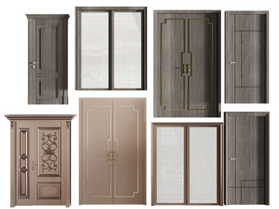 中式实木双扇单扇平开门