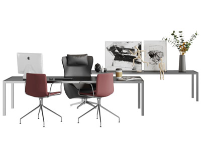 现代长方形办公桌椅组合