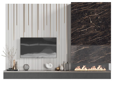 现代装饰壁炉火炉的电视背景墙