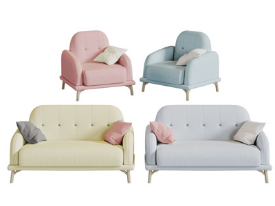 现代糖果色多人单人沙发