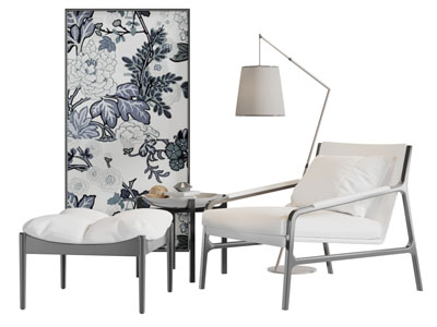 新中式实木边框的休闲椅子脚踏