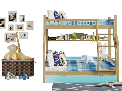 北欧实木儿童上下床衣架