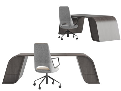 后现代实木书桌椅组合