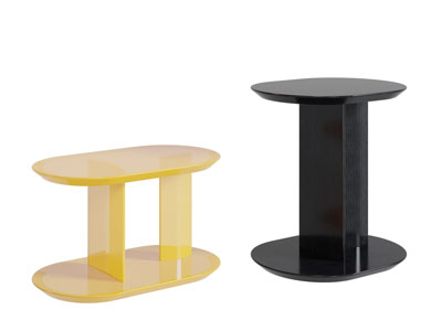 现代黑色黄色椭圆形透明茶几