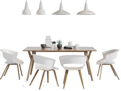 北欧实木长方形餐桌椅组合