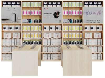 现代实木手机货架展柜