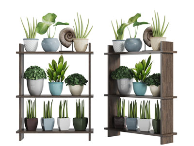 现代黑色实木储物架装饰花架