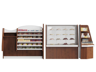 现代实木货架展柜3d模型 现代实木货架展柜