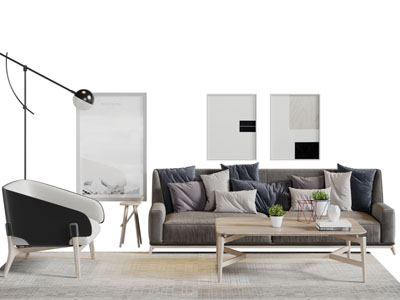 北欧多人单人沙发茶几组合