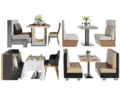 现代餐厅布艺卡座餐桌椅组合