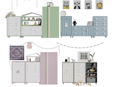 现代实木儿童装饰收纳柜