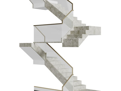 新中式玻璃扶手大理石台阶旋转楼梯3d模型 新中式玻璃扶手大理石台阶旋转楼梯