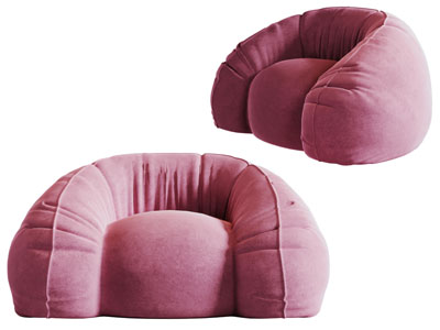 现代玫红色单人沙发3d模型 现代玫红色单人沙发