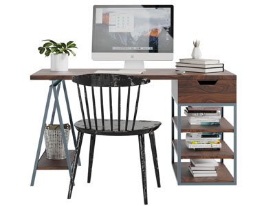 北欧实木书桌椅组合