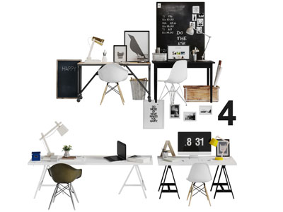 北欧极简办公书桌椅组合