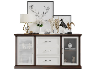 北欧玻璃柜门的玄关柜边柜