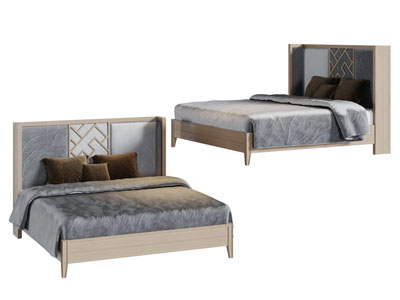 新中式实木床头双人床