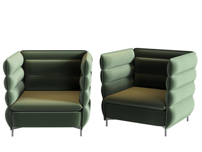 现代轻奢绿色单人沙发3d模型 现代轻奢绿色单人沙发