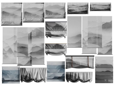 新中式拉帘升降帘吊帘3d模型 新中式拉帘升降帘吊帘