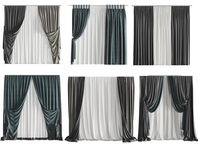 北欧布艺窗帘窗纱3d模型 北欧布艺窗帘窗纱