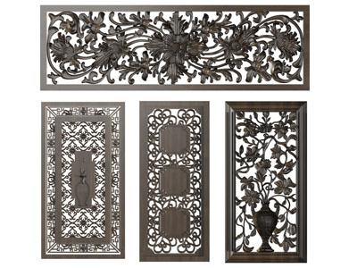 欧式实木雕花镂空门扇窗格