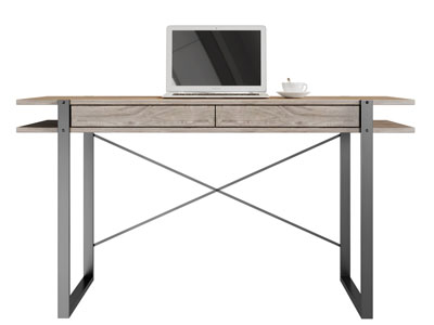 现代金属支撑的实木书桌