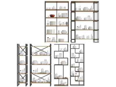 现代金属框架的餐具收纳储物架