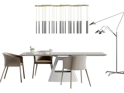 现代长方形餐桌椅组合