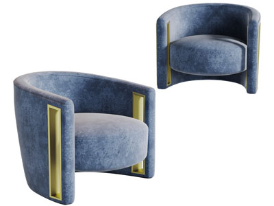 现代蓝色布艺单人沙发3d模型 现代蓝色布艺单人沙发