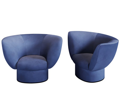 现代蓝色布艺单人沙发3d模型 现代蓝色布艺单人沙发