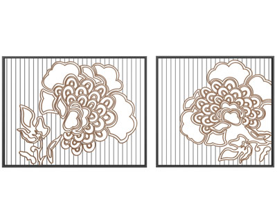 新中式金属雕花镂空隔断3d模型 新中式金属雕花镂空隔断
