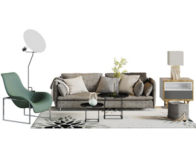 现代轻奢多人沙发休闲椅子茶几组合