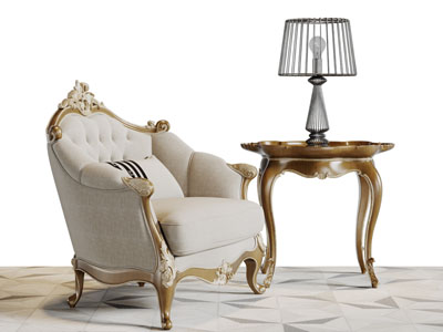 欧式单人沙发茶几3d模型 欧式单人沙发茶几