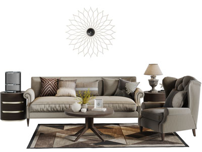 美式不易多人单人沙发茶几组合