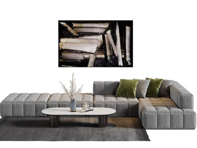 现代布艺转角多人沙发