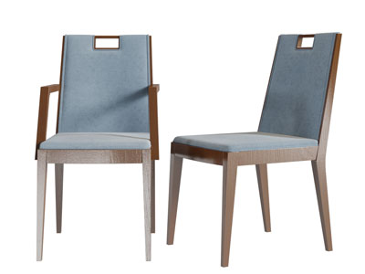 新中式蓝色坐垫的实木休闲椅子