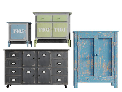 工业风做旧玄关柜边柜