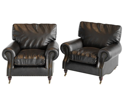 美式黑色真皮单人沙发3d模型 美式黑色真皮单人沙发