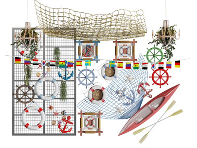 地中海船舵帆船墙饰挂件背景墙3d模型 地中海船舵帆船墙饰挂件背景墙