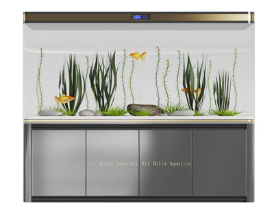 现代带装饰收纳柜的鱼缸水族