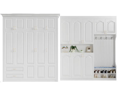 简欧白色衣柜玄关装饰鞋柜