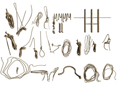 各种不同捆绑的绳索