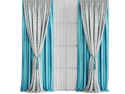 新中式窗帘窗纱3d模型 新中式窗帘窗纱