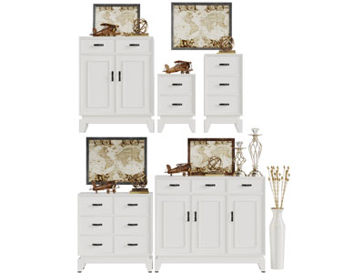 美式白色玄关柜边柜