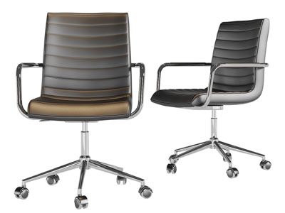 现代黑色坐垫靠背办公转椅