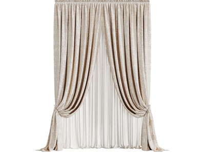 欧式暗纹布艺窗帘窗纱3d模型 欧式暗纹布艺窗帘窗纱